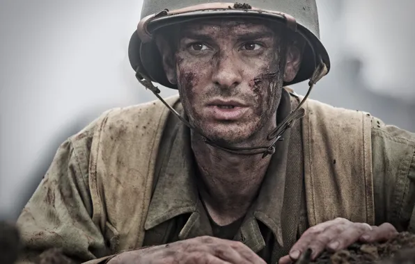 Picture war, soldiers, helmet, Andrew Garfield, Andrew Garfield, grimy, Hacksaw Ridge, For reasons of conscience