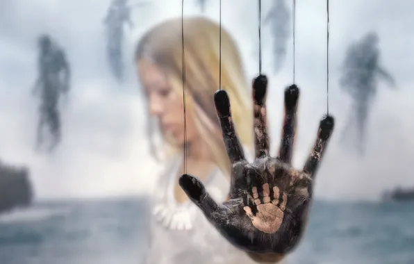 Picture glass, background, hand, palm, death stranding