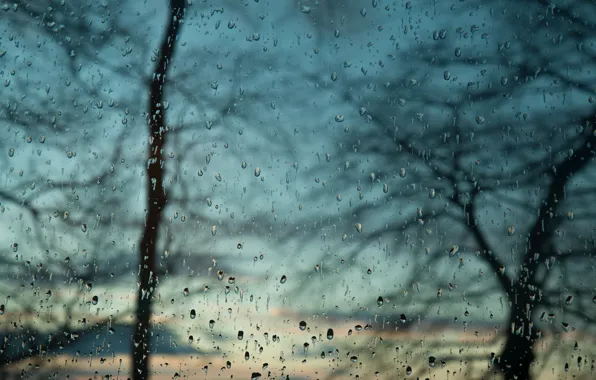 Picture glass, drops, rain