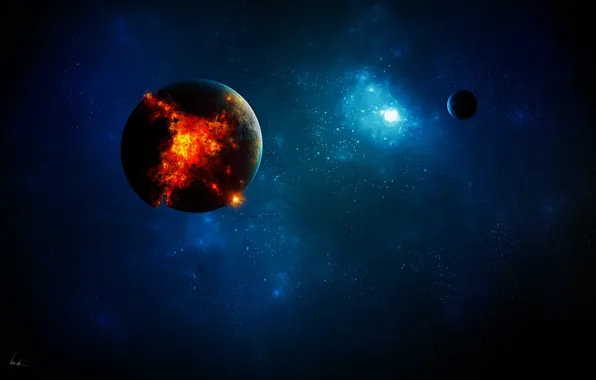 Space, light, Apocalypse, planet, Earth, destruction