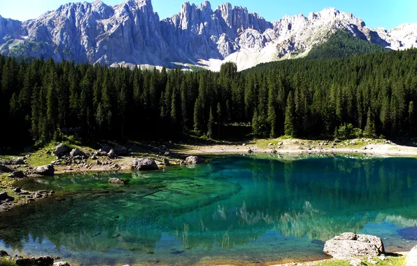 Mountains, Italy, Italy, lake Carezza, Carezza Lake