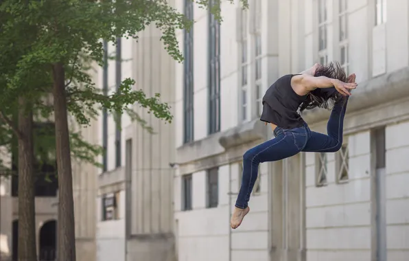 Picture girl, jump, dance, jeans, grace