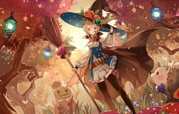 Girl, holiday, anime, art, Halloween