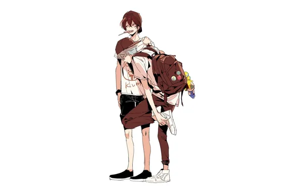 White background, guys, t-shirt, Ensemble Stars!, Ensemble stars