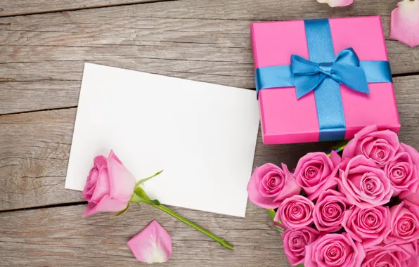 Roses, love, heart, pink, romantic, sweet, gift, petals