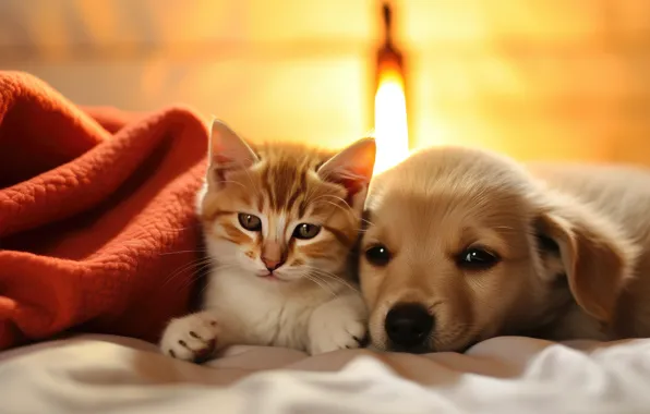 Cat, look, light bulb, light, pose, kitty, together, legs