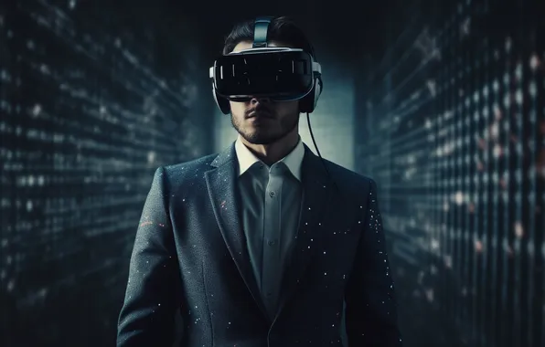 Night, darkness, male, is, jacket, server, high technology, virtual reality