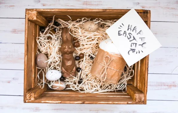Easter, Eggs, Holiday, Postcard, cake, box, chocolate Bunny