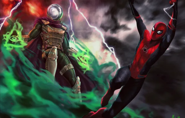 Picture Art, Jake Gyllenhaal, Peter Parker, Spider Man, Tom Holland, Mysterio, Spider Man:Far from home