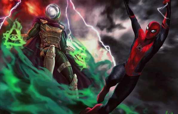 Art, Jake Gyllenhaal, Peter Parker, Spider Man, Tom Holland, Mysterio, Spider Man:Far from home