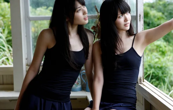 Girls, mood, window, Asian girls