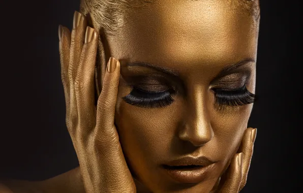 Girl, face, eyelashes, background, model, hair, hands