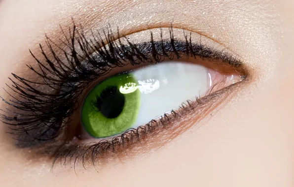 Green, eyelashes, makeup, the pupil, female eyes