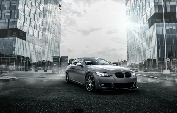 Picture The sky, Fog, The city, BMW, Tuning, BMW, Drives, Coupe