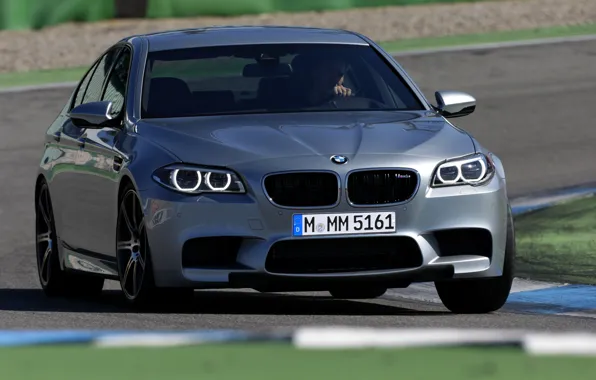Grey, track, BMW, sedan, F10, 2013, M5, M5 Competition