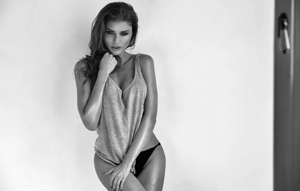 Girl, pose, panties, makeup, Mike, figure, brunette, hairstyle
