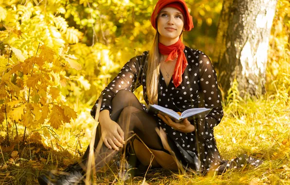 Girl, sweetheart, model, Book, Smile, blonde, Wallpaper, Shoes