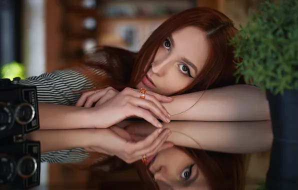 Look, girl, face, reflection, hands, the camera, Sergey Fat, Sergey Zhirnov