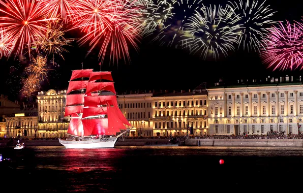 Picture sailboat, Peter, Saint Petersburg, frigate, scarlet sails
