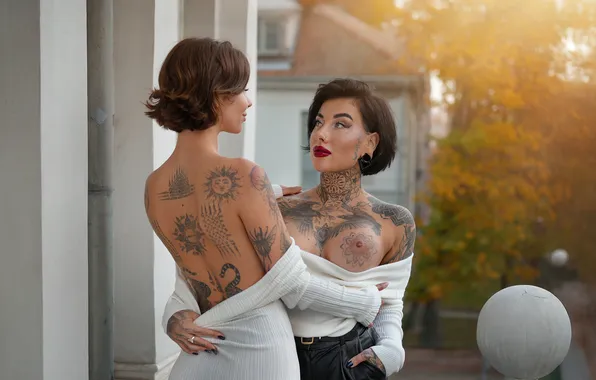 Women, tits, breasts, tattoos, Andrew Car