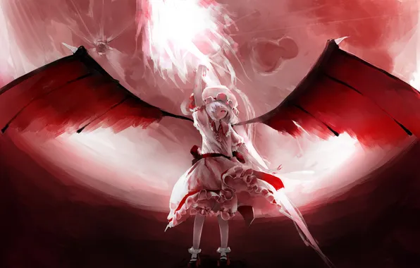 Picture girl, wings, anime, touhou