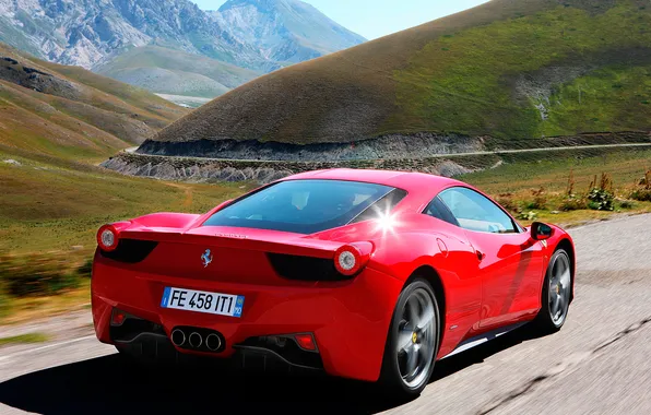 Road, auto, red, Ferrari