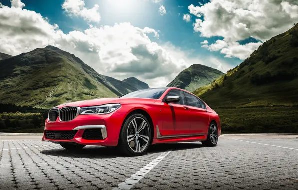 BMW, Mountains, RED, G12, 750 Li