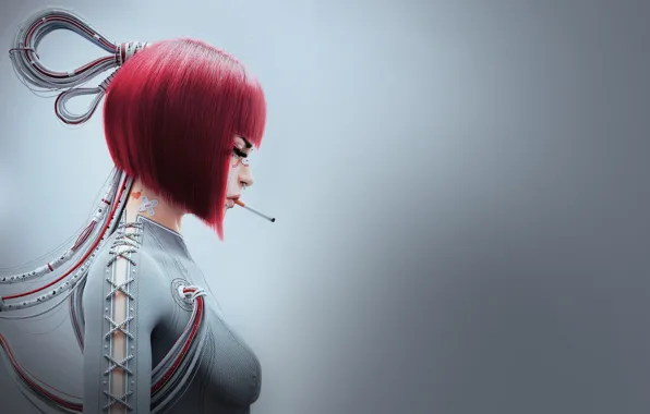Girl, minimalism, cyberpunk, Android