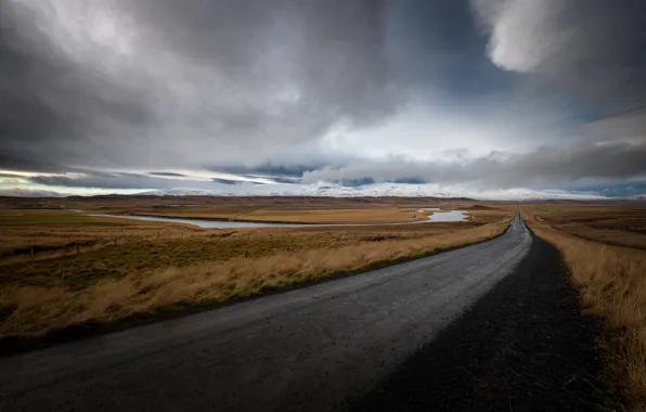 Picture road, field, the sky