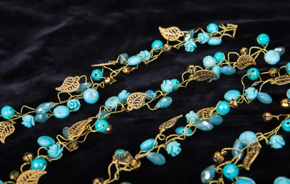 Decoration, stones, gold, beads, gold, turquoise, jewelry