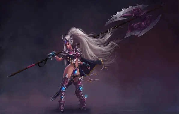 Picture girl, weapons, armor, warrior, warrior, League of Legends