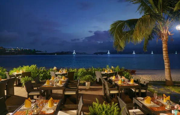 The city, the ocean, the evening, lighting, Bay, the hotel, Vietnam, resort