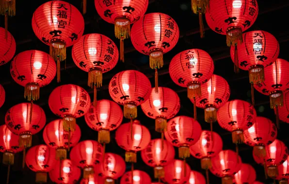 Light, red, light, red, lanterns, Chinese New Year, chinese lanterns, Chinese new year
