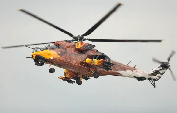 Flight, helicopter, coloring, combat, Mi-24