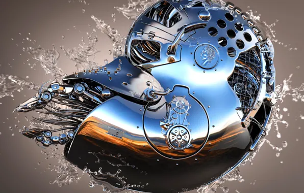 Water, metal, Shine, Nautilus, 3Ds, Nautilus