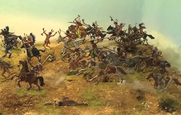 Picture horse, people, picture, battle, painting, Indian, painting, Little Big Horn