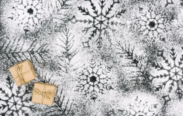 Winter, snow, decoration, snowflakes, background, New Year, Christmas, Christmas