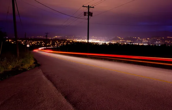 Picture road, night, the city