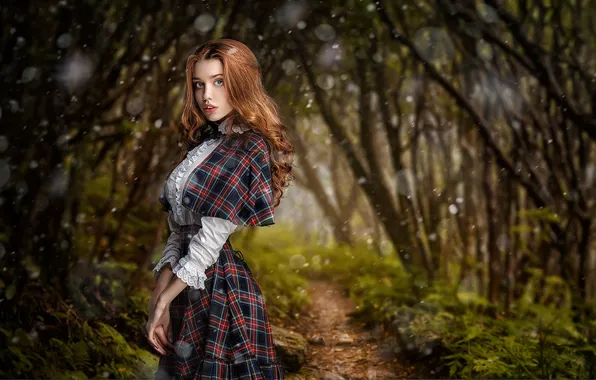 Picture Girl, Look, Forest, Trail, Hair, Dress, Beautiful, Waist