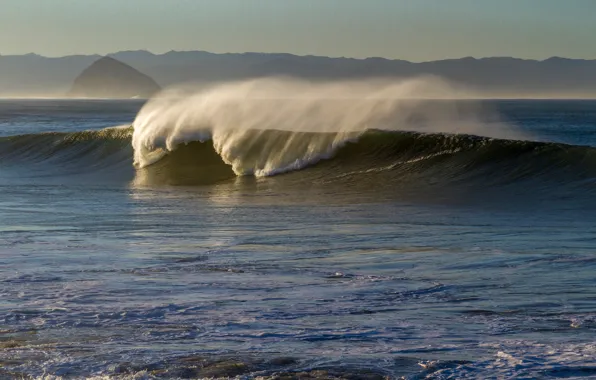 Sea, wave, the sky, mountains, rocks