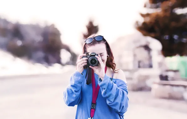 Girl, trees, nature, background, situation, Wallpaper, blur, technique