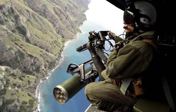Weapons, soldiers, helicopter, machine gun