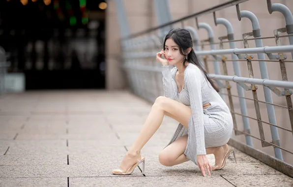 Picture girl, pose, dress, legs, Asian