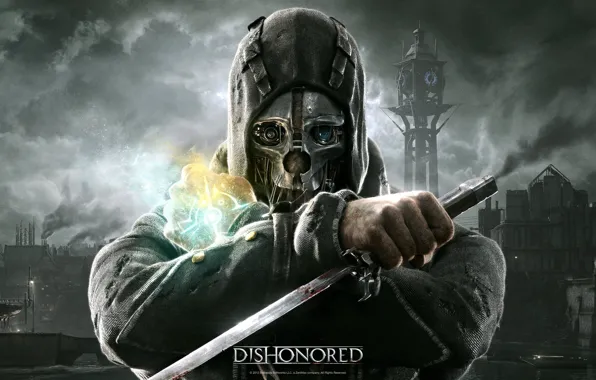 Picture mask, dagger, Dishonored, Bethesda, bodyguard, Corvo