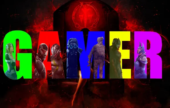 Color, letters, game, weapons, girls, green, war, victory