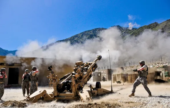 Weapons, war, soldiers, howitzer