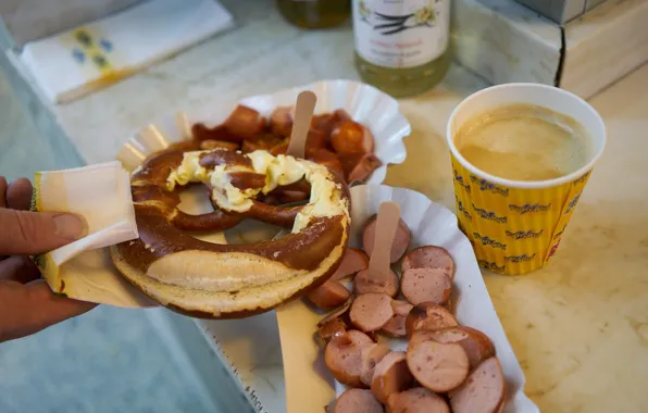 German, Germany, Coffee, Sausage, German Food, Anastasia Nelen, Coffee, Pretzel