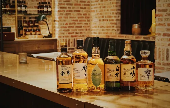 Bar, bottle, Hakushu, Japanese whiskey, Yamazaki, Hibiku, Komagatake