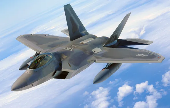 The sky, fighter, pilot, flight, F-22, the fifth generation