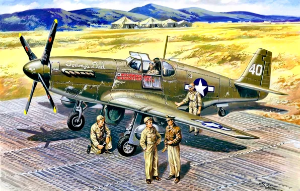 Mustang, the airfield, pilot, USAF, P-51B, aircraft, ''Tommy's Dad'', 74th fighter squadron